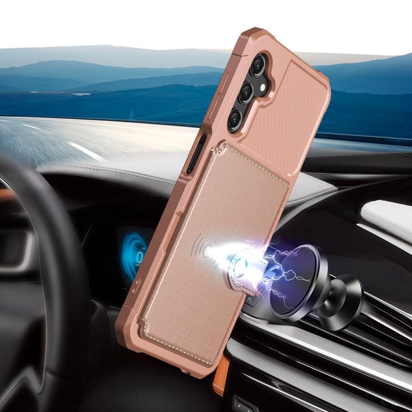 Samsung Galaxy A15 4G/5G - Plånboksfodral i PU-Läder med magnetiskt hållare
