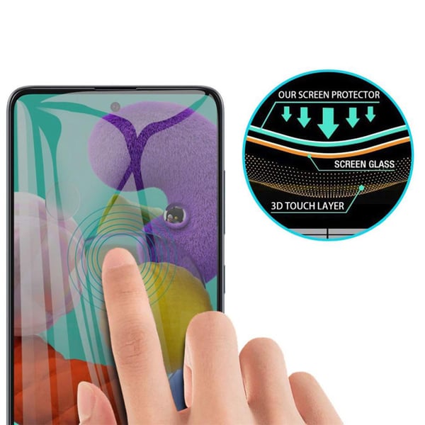 Samsung A51 2.5D Anti-Spy 2-PACK Skärmskydd Ram 9H 0,3mm