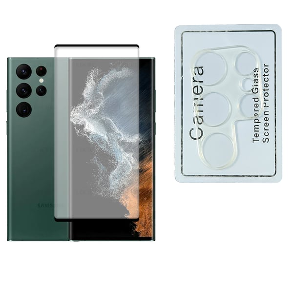 2-PACK Galaxy S22 Ultra CASE-Friendly Skärmskydd + Kameralinsskydd