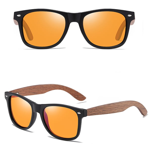 Polariserade Solglasögon med bågar i Valnötsträ