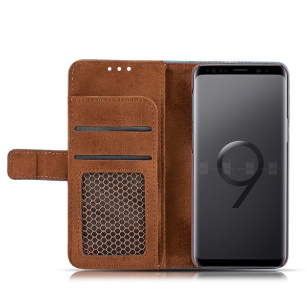 Plånboksfodral i Retrodesign från LEMAN till Samsung Galaxy S9+