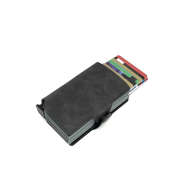 Korthållare i Läder och Aluminium (RFID & NFC Skyddad)