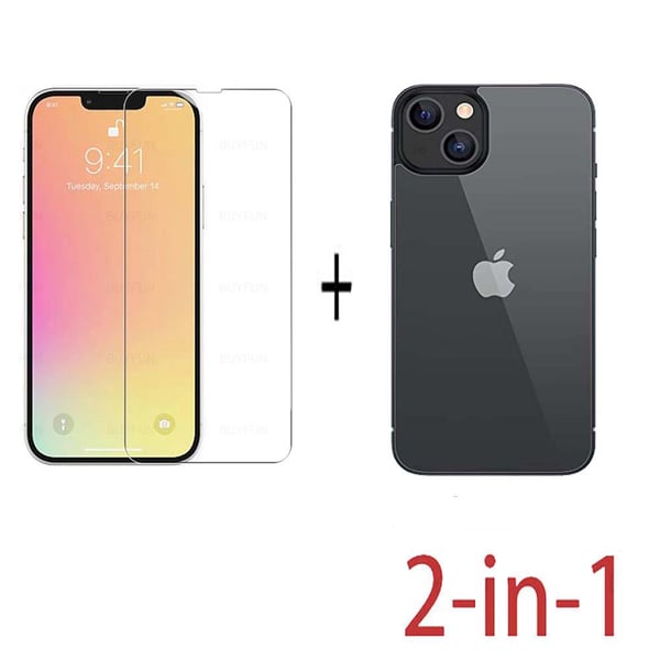 2-PACK 1 Set iPhone 14 Plus Fram- & Baksida Skärmskydd 0,3mm