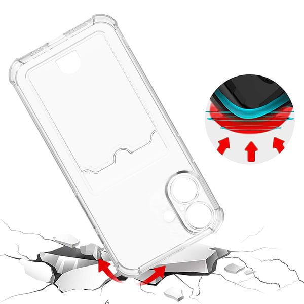 iPhone 16 2-i-1 Tunt Transparent Skal med Kortfack