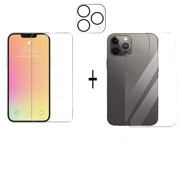 2-PACK 3-in-1 iPhone 13 Pro Fram- & Baksida + Kameralinsskydd