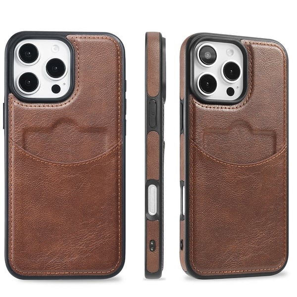 iPhone 16 Pro Max - Slimmat Kortfacksskal i Läder