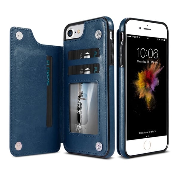 iPhone 6/6S Plus - NKOBEE Läderskal med Plånbok/Kortfack