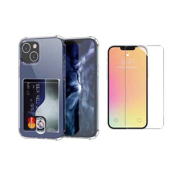 iPhone 14 Plus - 1 Set Skal med Korthållare och Skärmskydd
