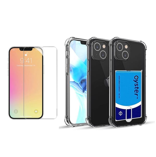 iPhone 14 - 1 Set Skal med Korthållare och Skärmskydd