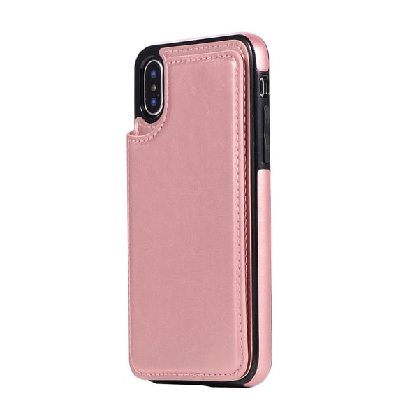 Läderskal med Plånbok/Kortfack för iPhone X/XS