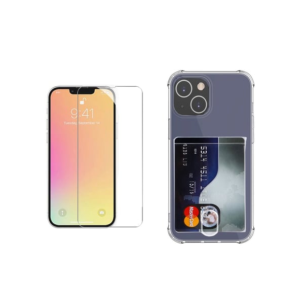 iPhone 14 Plus - 1 Set Skal med Korthållare och Skärmskydd