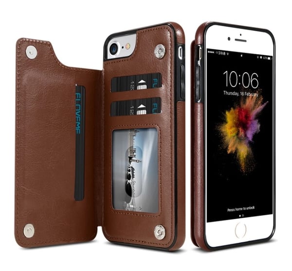 iPhone 8 Plus - Smart Läderskal med Plånbok/Kortfack NKOBEE