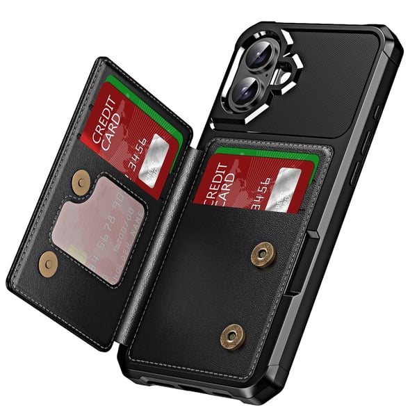 iPhone 16  Leman slimfodral med kortfack & skydd