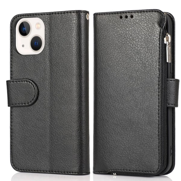 iPhone 15 Plånboksfodral med dragkedja - Praktiskt Flip-fodral