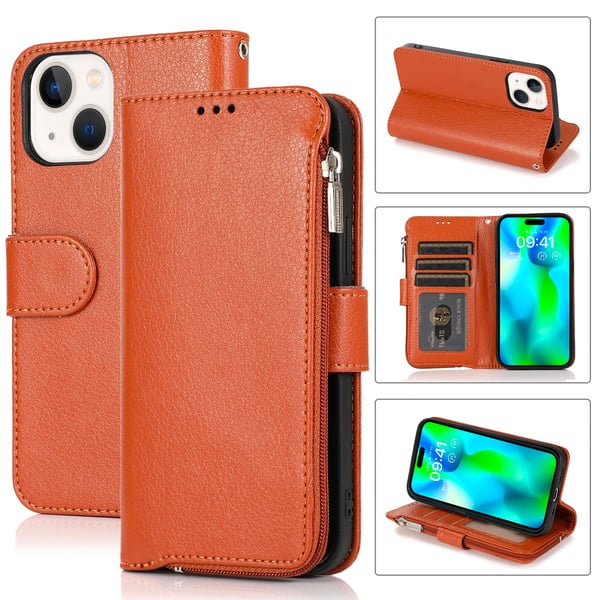 iPhone15PLUS - Stilrent Fodral med Dragkedja, Flip-Fodral med Axelrem