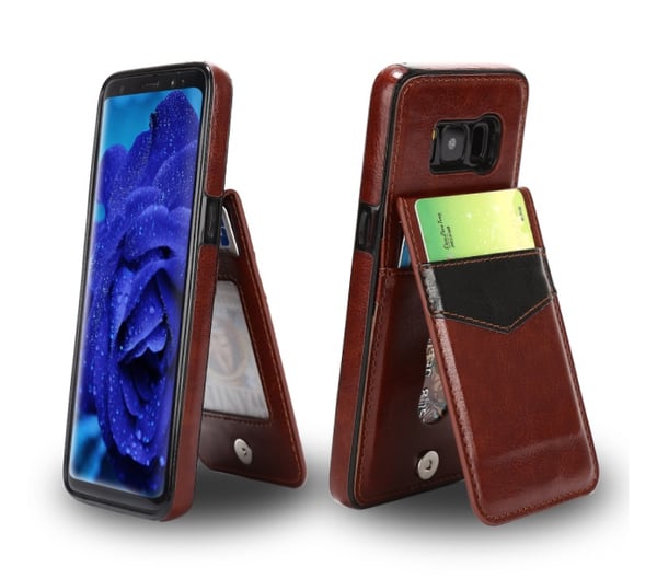 Samsung Galaxy S8+ - LEMANS Läderskal med Plånbok/Kortfack