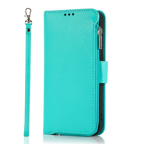 Elegant plånboksfodral i mikrofiberläder med dragkedja - iPhone 15 Pro