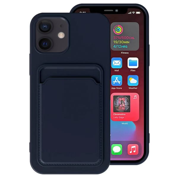 iPhone 12 Mini - Skyddande Stilrent Skal med Korthållare