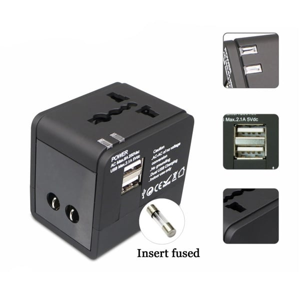 Internationell Universal Duel USB Reseadapter Väggadapter