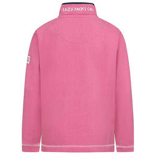 Lazy Jacks Girls Pique Button Neck Sweatshirt