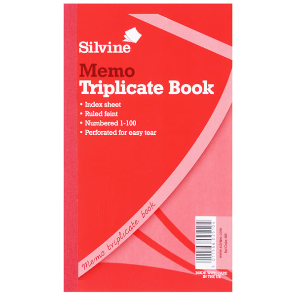 Silvine Triplicate Large Feint 200 ark Memobog (pakke med 6)