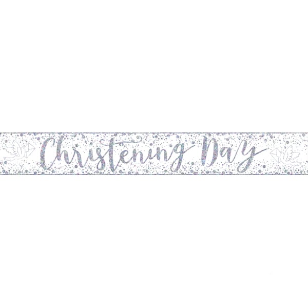 Simon Elvin Foil Christening Day Banner (Pack Of 6)