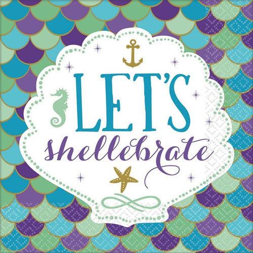 Amscan Mermaid Wishes Disposable Napkins (Pack of 16)