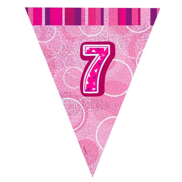 Unique Party 7th Birthday Flag Banner