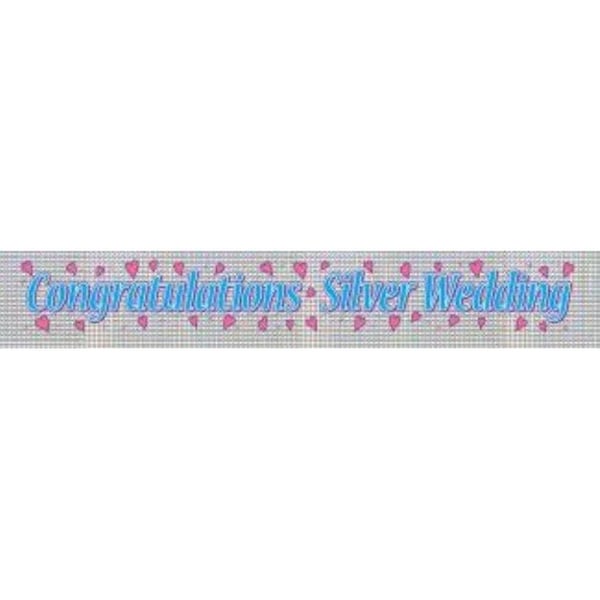 Floso Plastic Holographic Silver (25th) Wedding Anniversary Banner