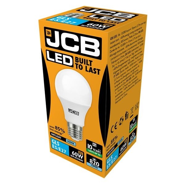 JCB LED A60 806lm Opal 10w Light Bulb E27 6500k