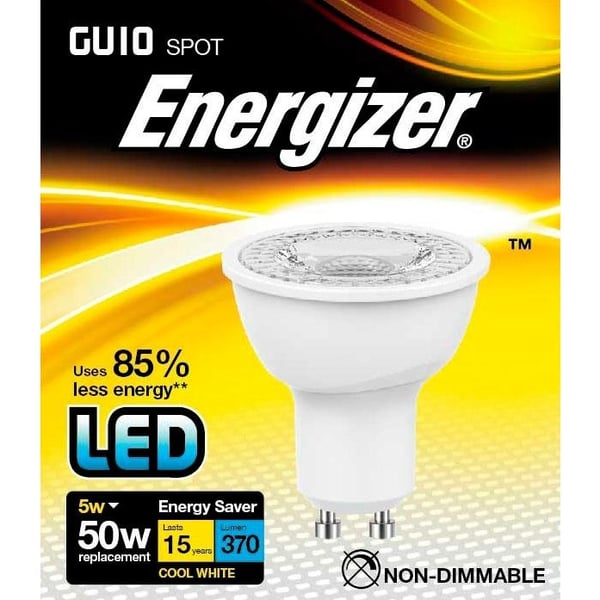 Energizer LED GU10 5w Light Bulb Cap 370lm 4000k Cool White