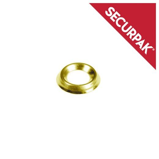 Securpak No 8 Brass Plated Screw Cup Washer (Pack of 16)