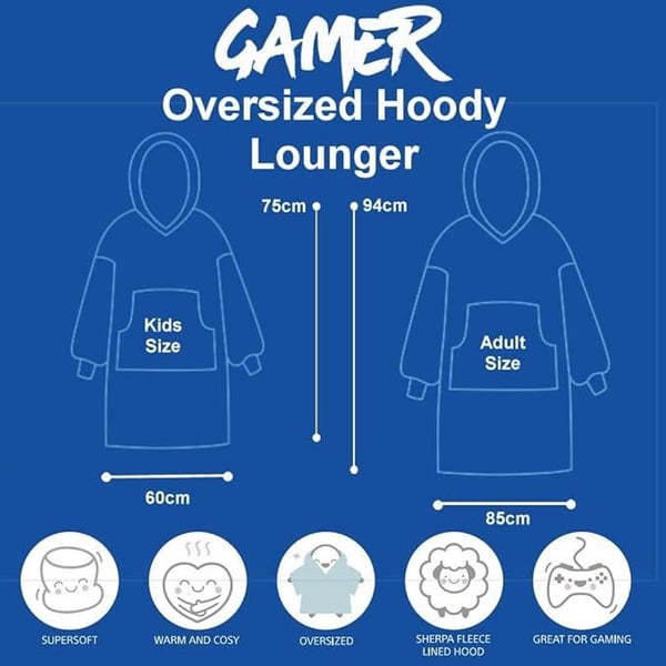 Gamer Childrens/Kids Eat Sleep Game Repeat Fleece Oversized Hoodie Blanket