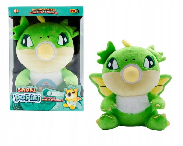 Popiki Dragons XXL Maxi plush-maskot med bold-spil, grøn drage