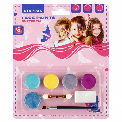 Starpak ansigtsfarver 6 farver sommerfugl