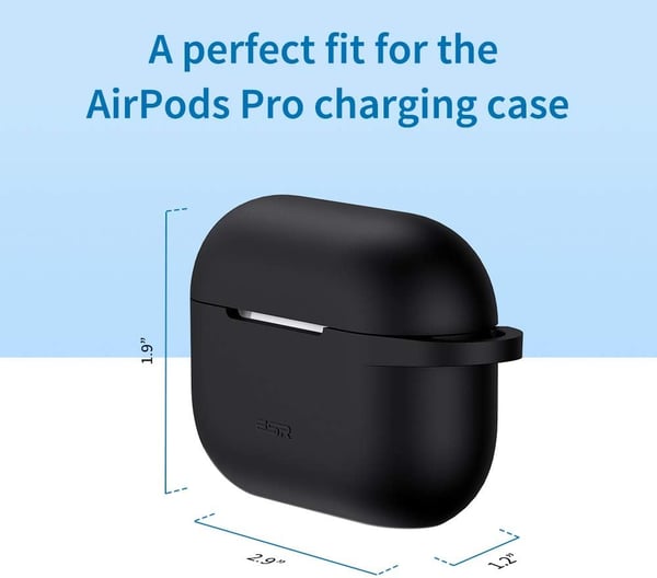Silikonikotelo AirPods Pro 1/2 -kuulokkeille, musta, karabiinihaalla