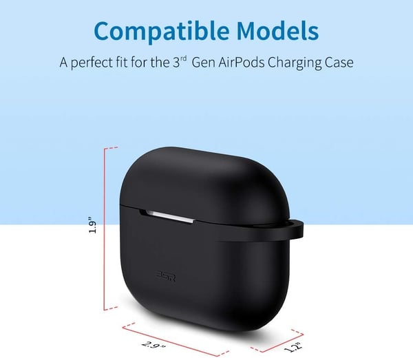 Silikonikotelo AirPods Pro 1/2 -kuulokkeille, musta, karabiinihaalla