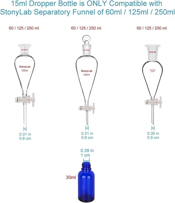 Glasflaske med dråbetæller til æteriske olier, blå, tom, 30 ml, 4 stk.