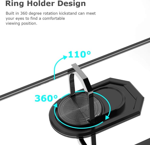 Etui til Samsung Galaxy S21+ sort ramme gennemsigtig bagside + ring