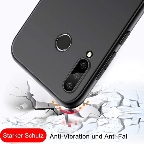 Etui til Huawei P30 Lite, sort, mat, fleksibelt silikone-cover, MAR-LX1A
