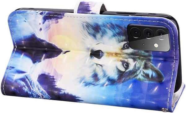 Etui til Samsung Galaxy A72 (5G) med mønstret flap, hærdet glas
