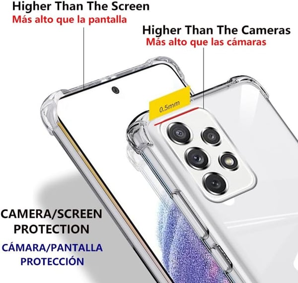 Etui til Samsung Galaxy A72 med silikone, gennemsigtige og forstærkede hjørner SM-A725
