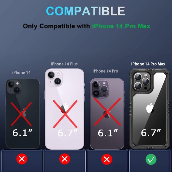 Bakskal till iPhone 14 Pro Max 6,7" transparent med svart ram