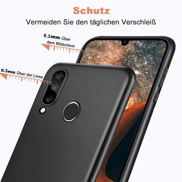 Etui til Huawei P30 Lite, sort, mat, fleksibelt silikone-cover, MAR-LX1A