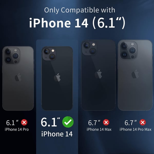 Härdat glasfodral för Apple iPhone 14, transparent, 3 delar