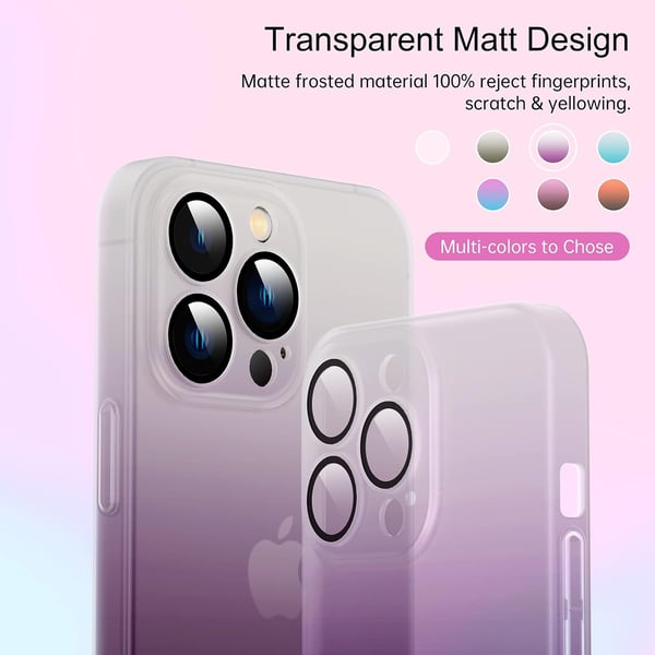 Matt skal för Apple iPhone 13 Pro hårt vitt och lila ombre