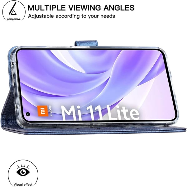Flip-etui til Xiaomi Mi Lite 4G/5G 6,55" blå stoftekstur