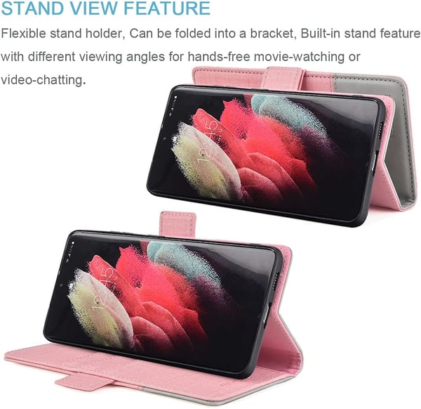 Samsung Galaxy S21 Ultra Pinkki Harmaa Kangas Läppäkotelo SM-G998