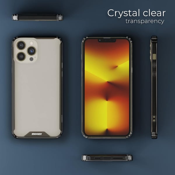 Fodral till Apple iPhone 13 Pro, transparent silikonbaksida, svart ram