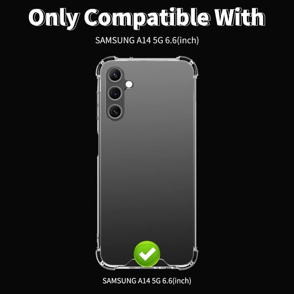 Transparent silikonecover til Samsung Galaxy A14 5G + 2 hybridfolier
